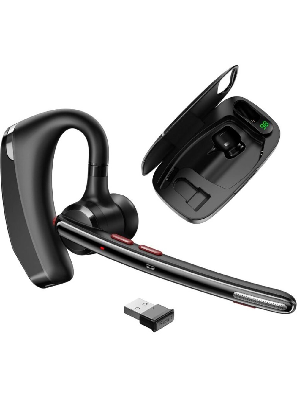 Wireless Bluetooth Headset V5.3, Dual Noise-Canceling, 300H Battery, Hands-Free